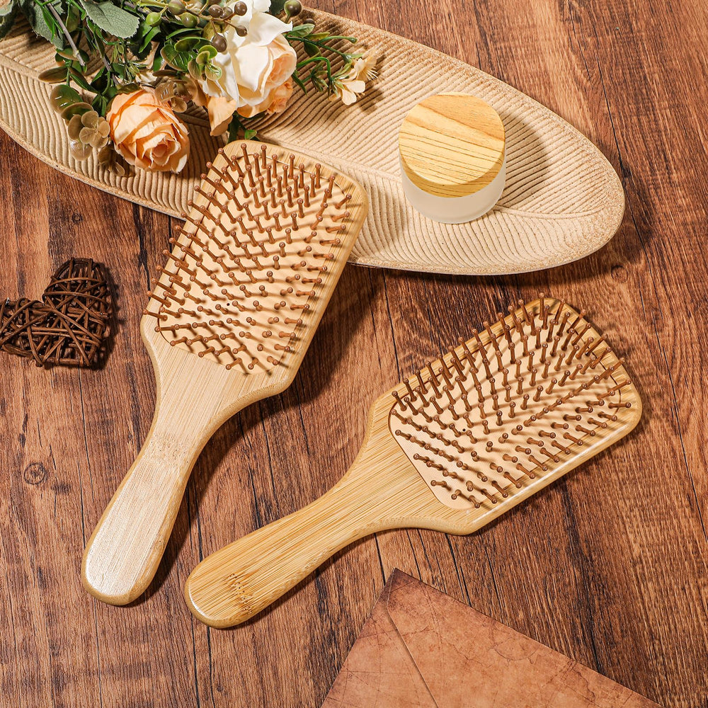 Wanmu anti-static bamboo brush smooths hair and reduces static.
