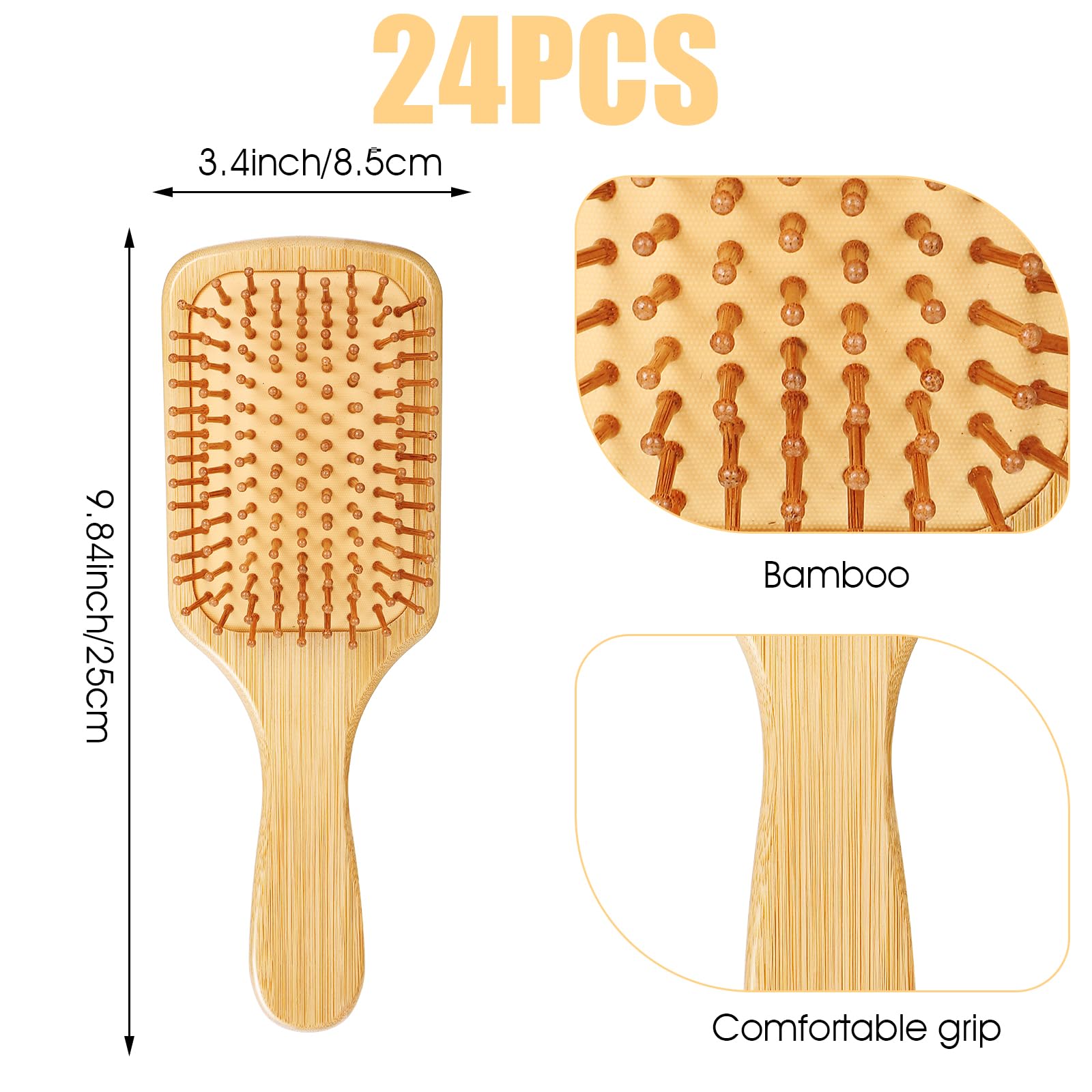 Wanmu bamboo detangling paddle brush gently releases knots and tangle-free hair.