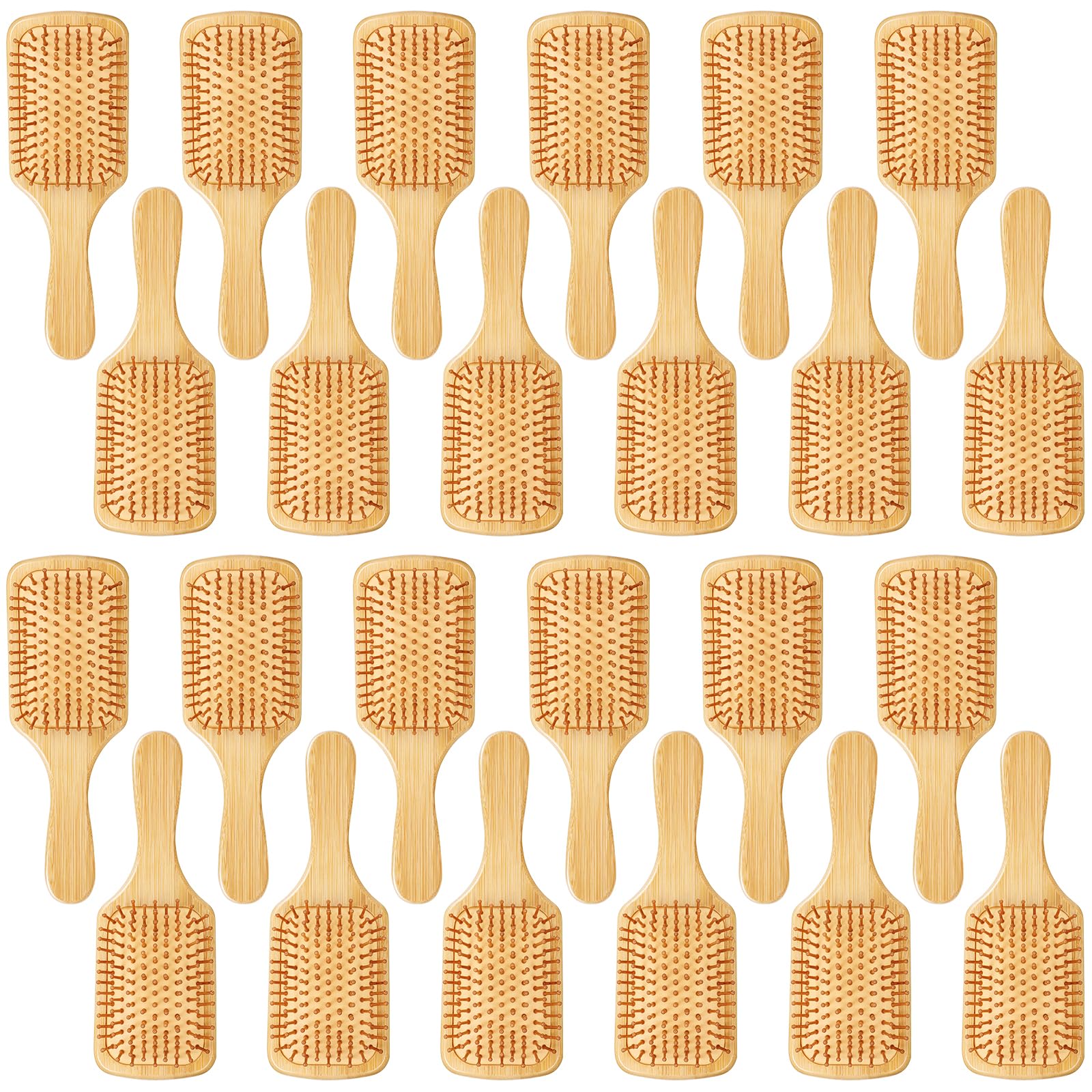 Wanmu ergonomic handle bamboo brush offers comfortable grip during styling.