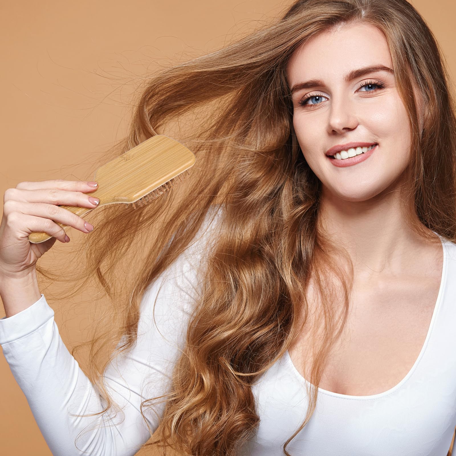 Wanmu portable travel brush fits in your bag for on-the-go grooming.