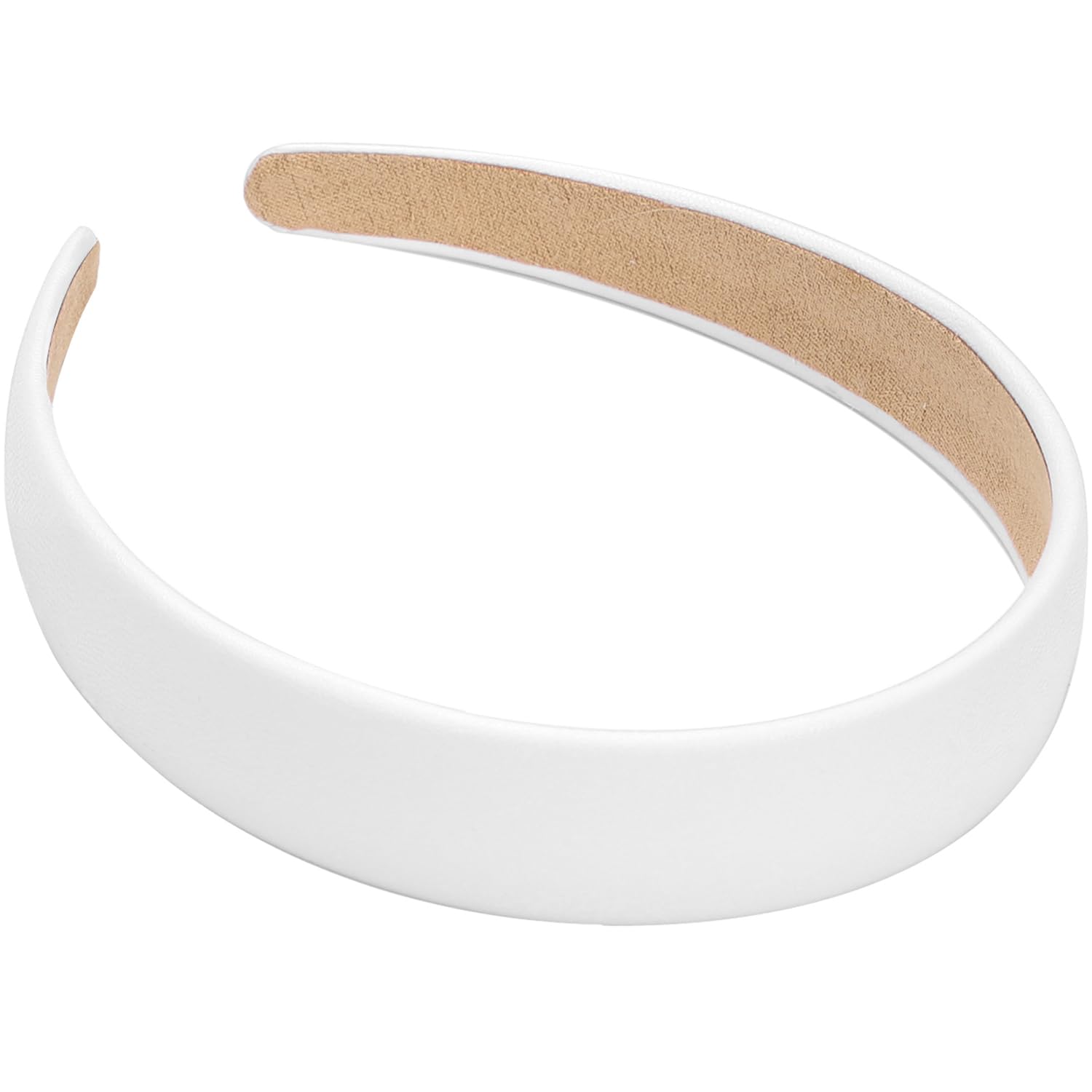 WantGor one-inch PU leather headband in white for versatile daily wear.