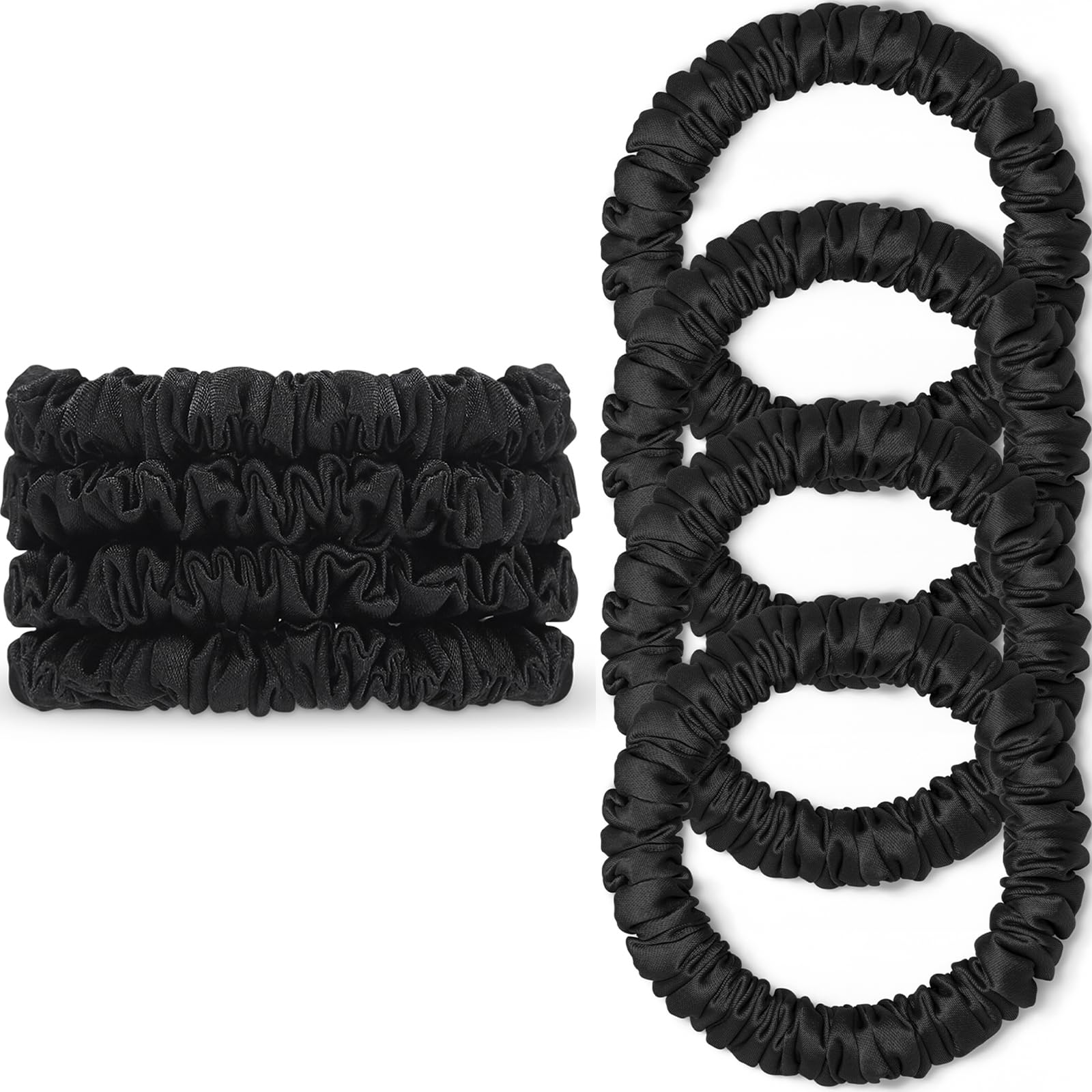 WantGor scrunchies satin negro: conjunto de 4 piezas para uso diario sin dañar el cabello.