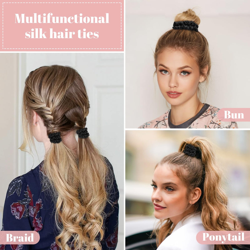WantGor scrunchies satin negro: ideal para dormir sin tirar del cabello.