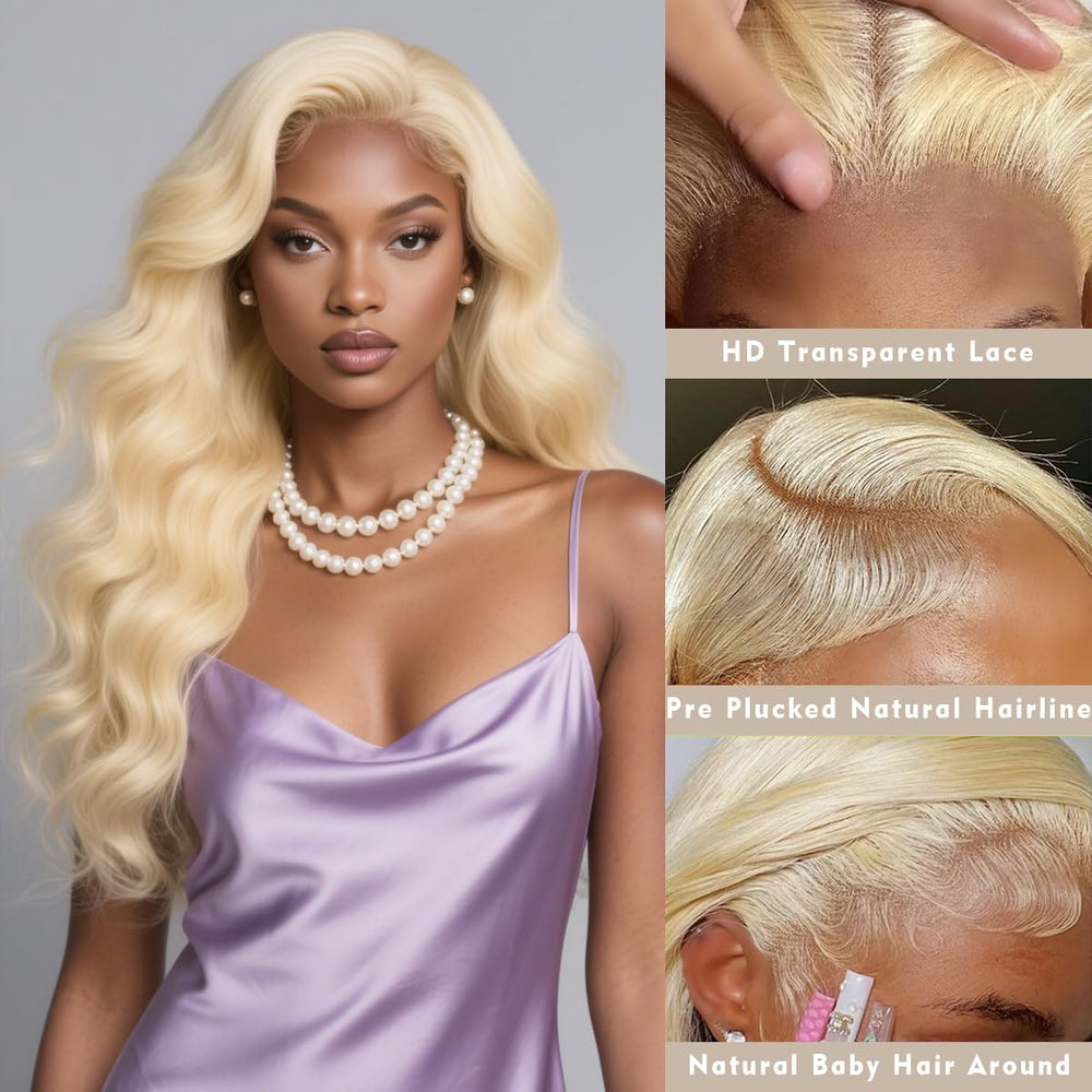 WAQI 613 HD lace-front wig with bleached knots for a flawless part.