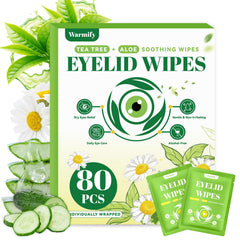 Warmify: paquete de 80 toallitas para párpados con aceite de árbol de té.