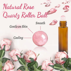 Warmify rose quartz roller bottle with rose gold cap for on-the-go aromatherapy