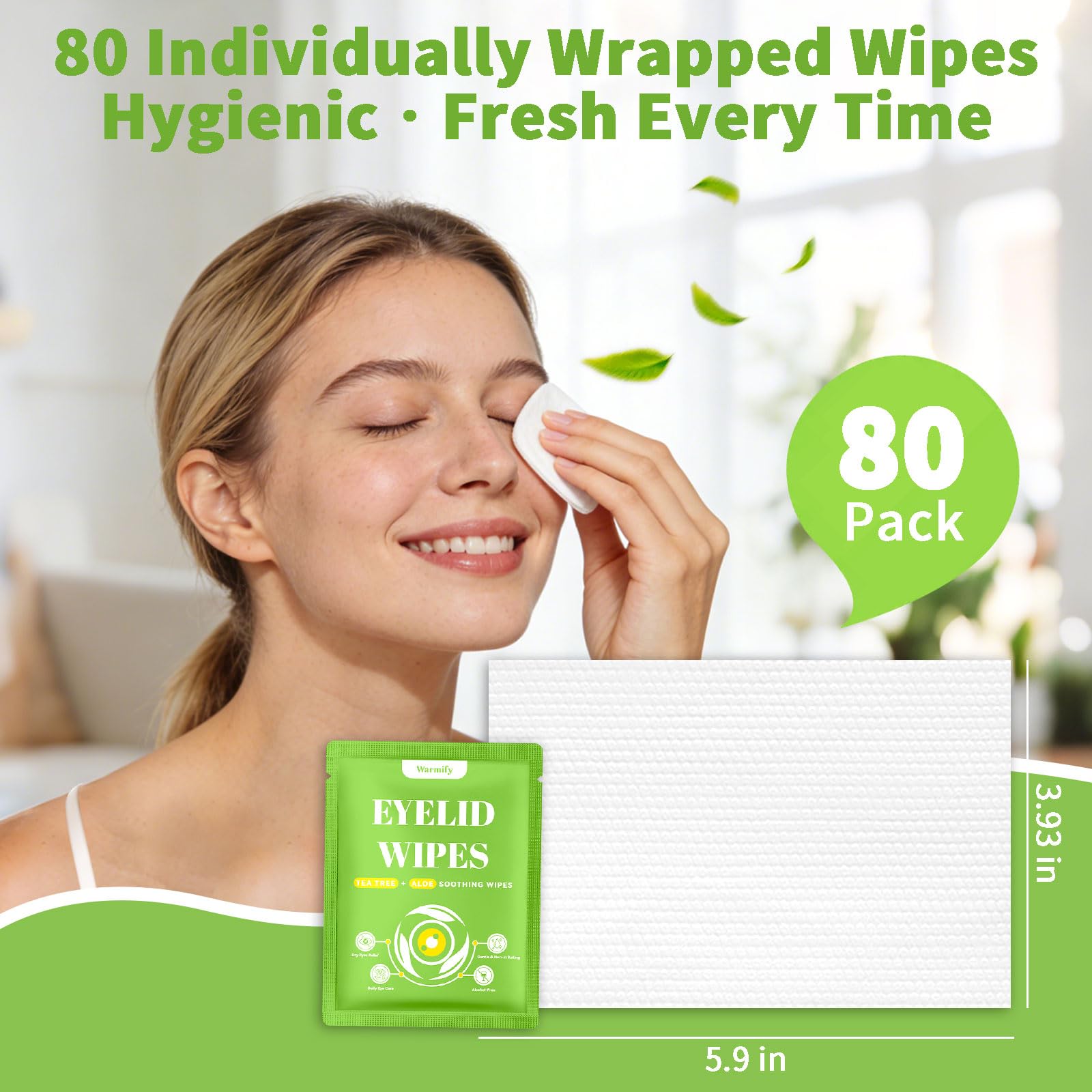 Warmify: toallitas para párpados envueltas individualmente para higiene rápida.