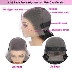 Washasha 200 density water wave wig with secure cap.