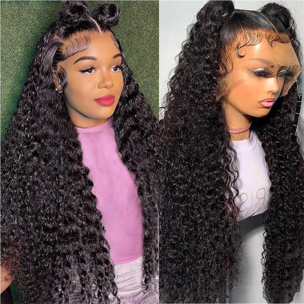 Washasha water wave lace front wig with natural parting.