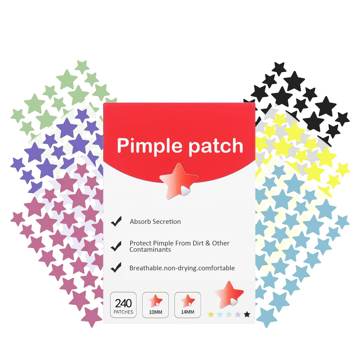 Parche estrella Waspot 10mm para piel sensible, discreto en la piel