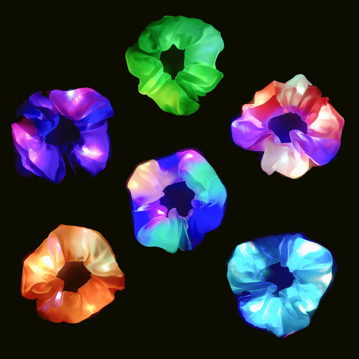 watetty led scrunchies colores neón para fiestas brillantes
