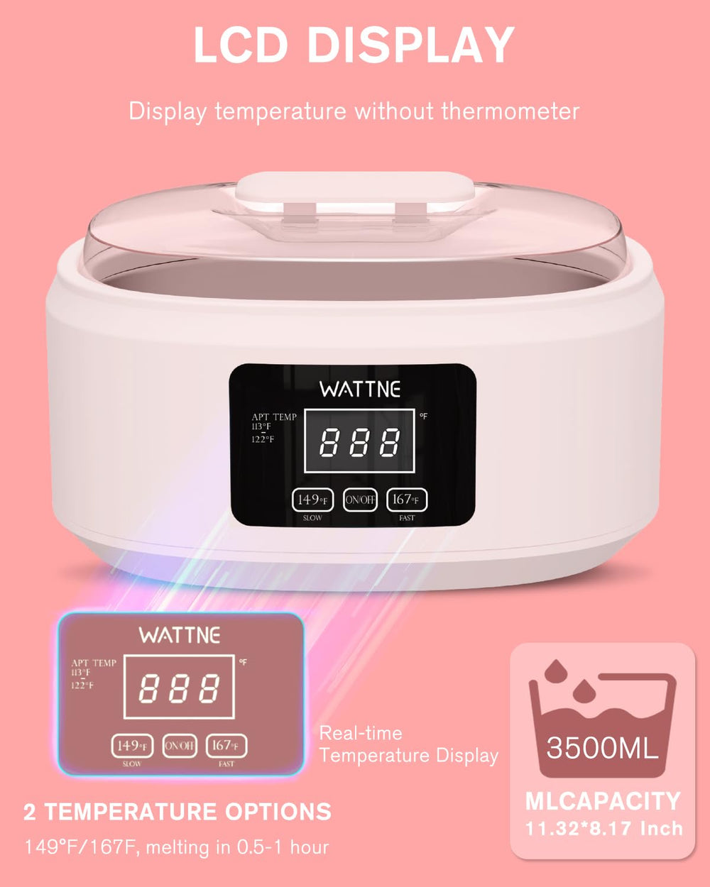 Wattne paraffin wax machine temperature control for customizable warmth