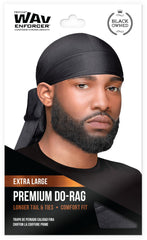 WavEnforcer Premium Do-Rag Negro: ajuste seguro para comodidad nocturna y ondas definidas.
