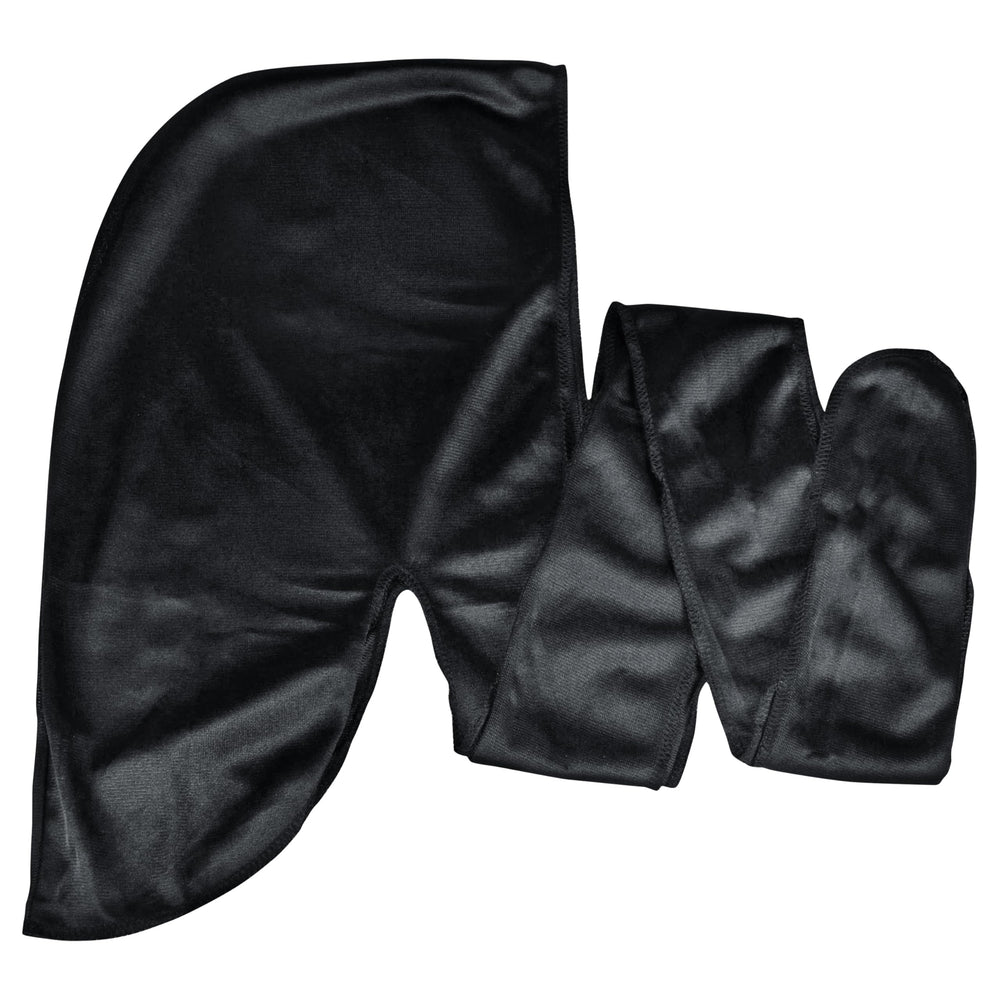 WavEnforcer Premium Do-Rag Negro: reducción del frizz para acabado suave.