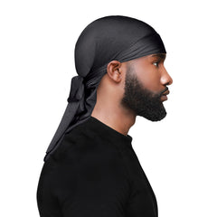 WavEnforcer Premium Do-Rag Negro: sellado de humedad para cabello hidratado.