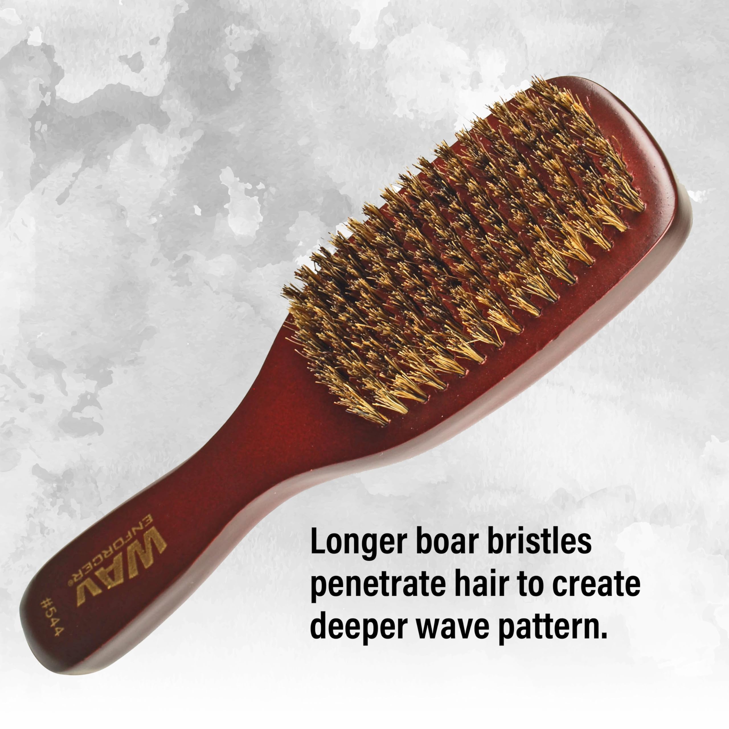 WAV ENFORCER Spin Wave Brush shows a long handle for a comfortable grip during styling.