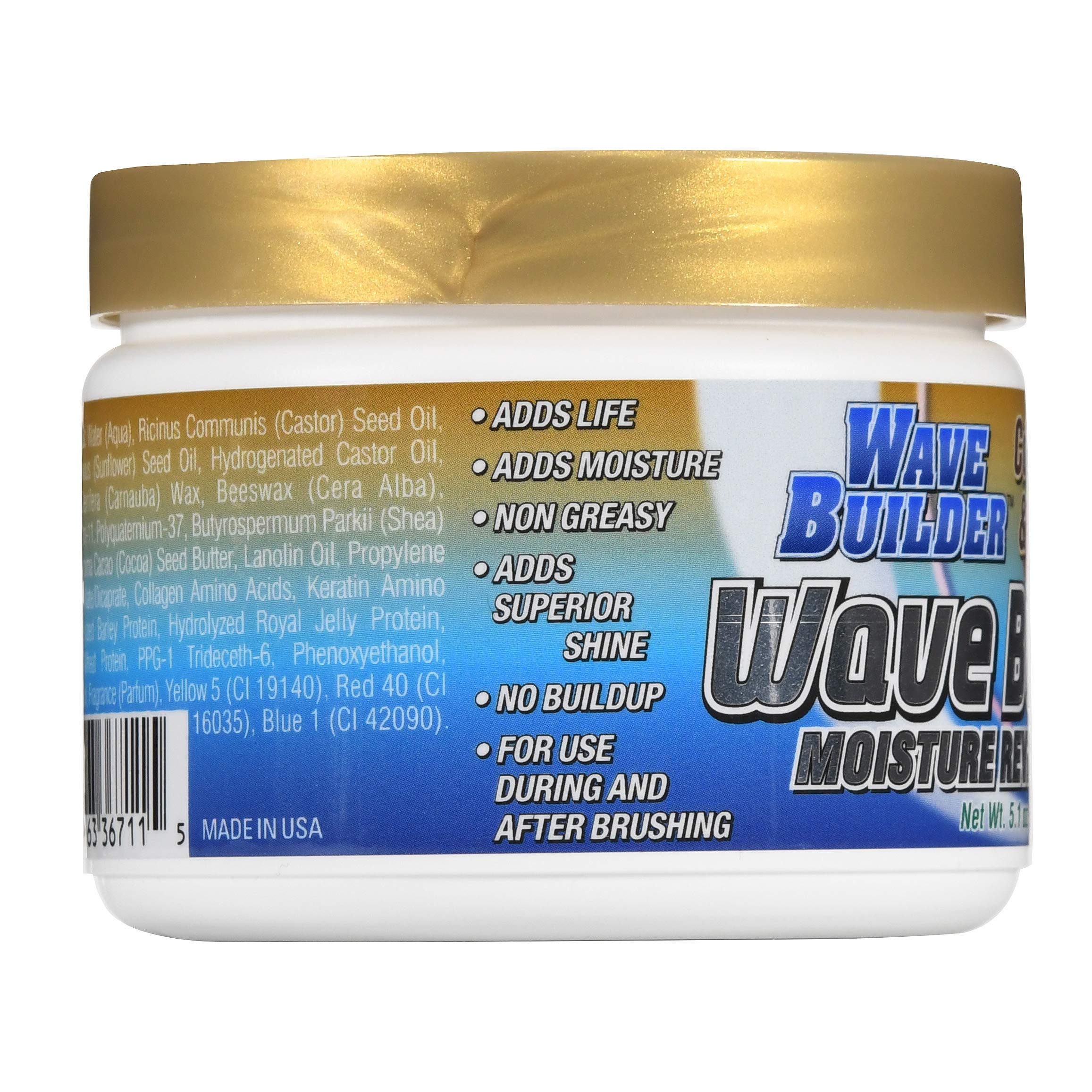 Close-up of Wavebuilder cocoa and shea butter texture showing nourishing oils.