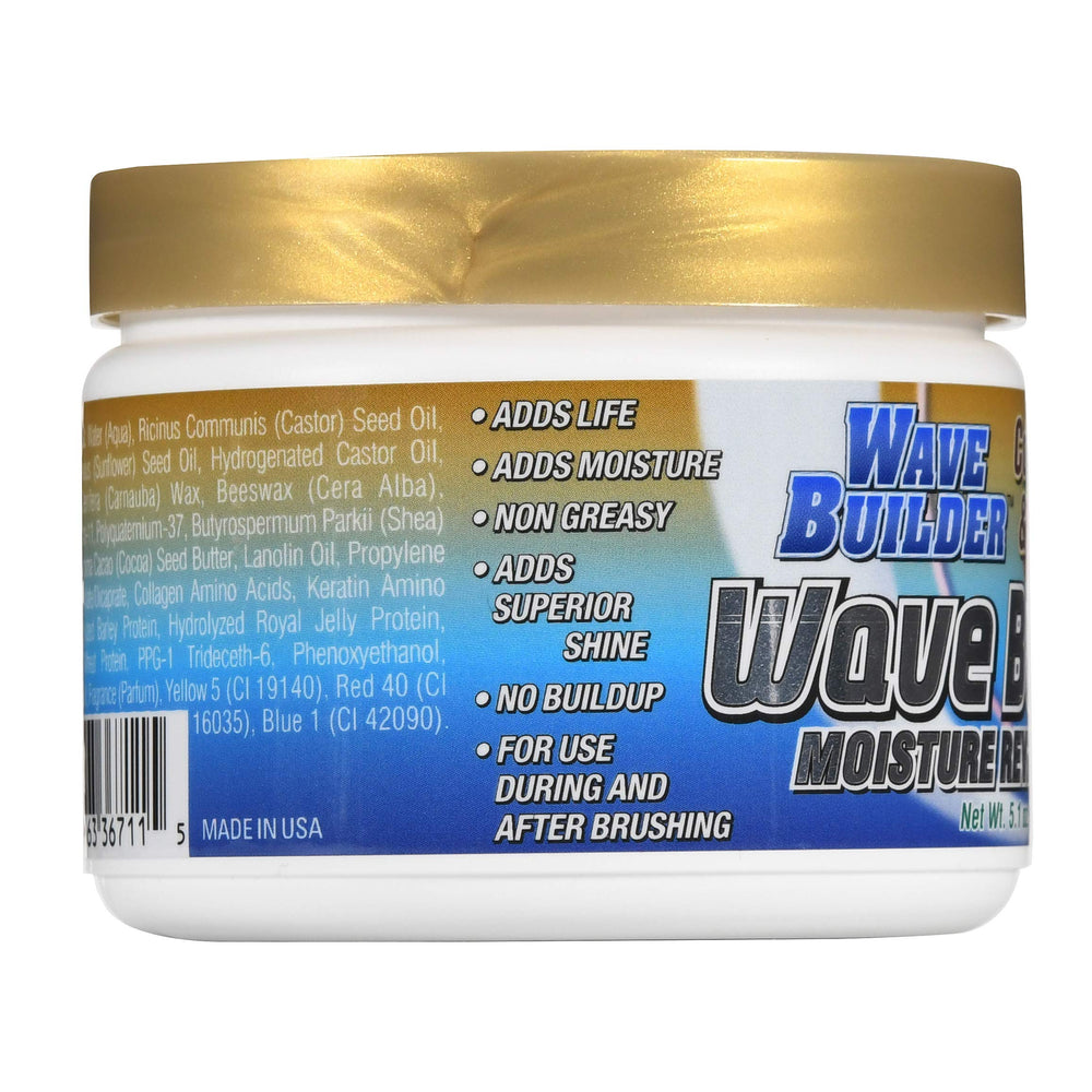 Close-up of Wavebuilder cocoa and shea butter texture showing nourishing oils.