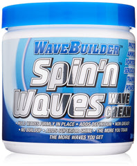 Wavebuilder Spinand Waves Holding Crème 8oz bottle for smooth, flexible styling.