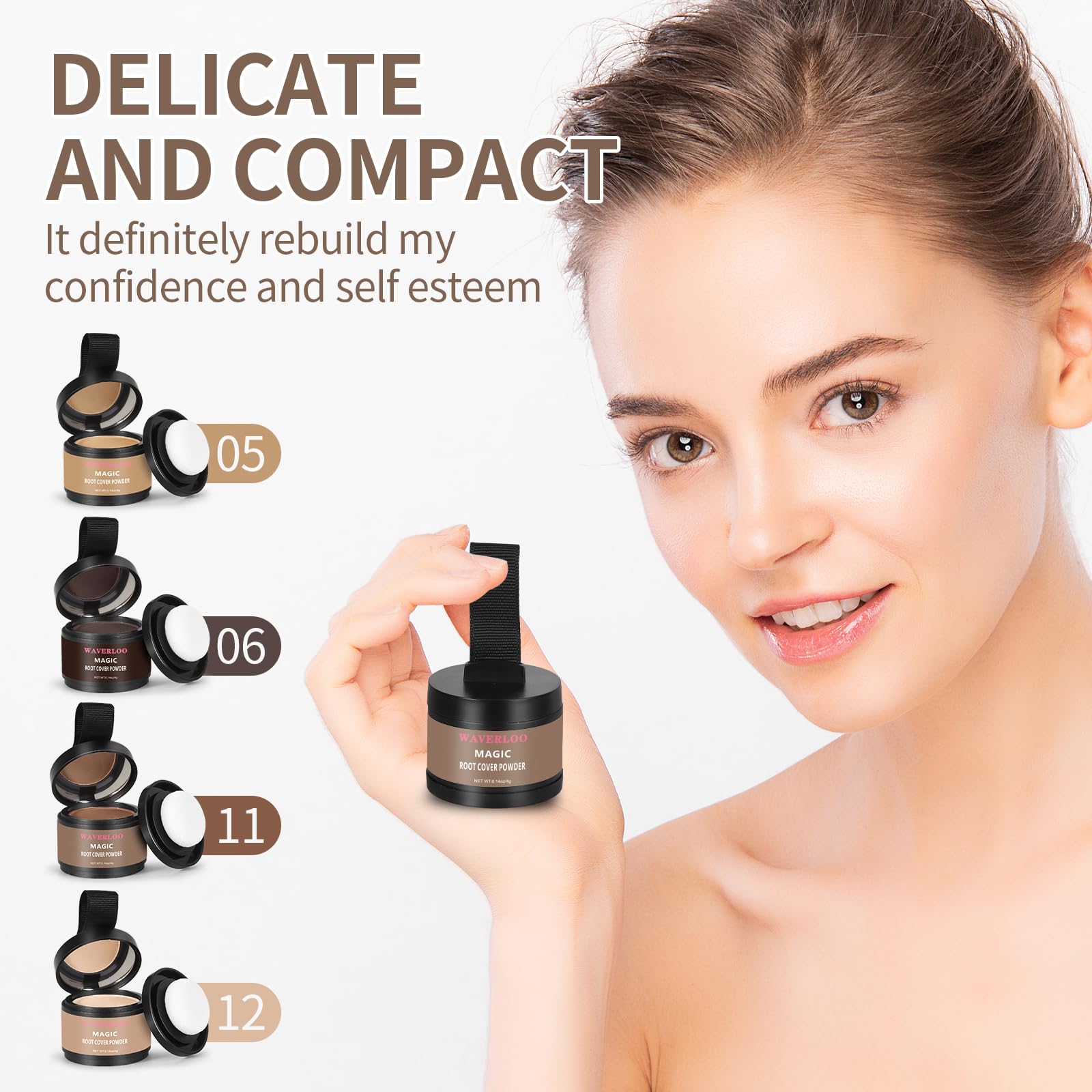 Waverloo Magic Root Cover Up compact design enables on-the-go touch-ups.