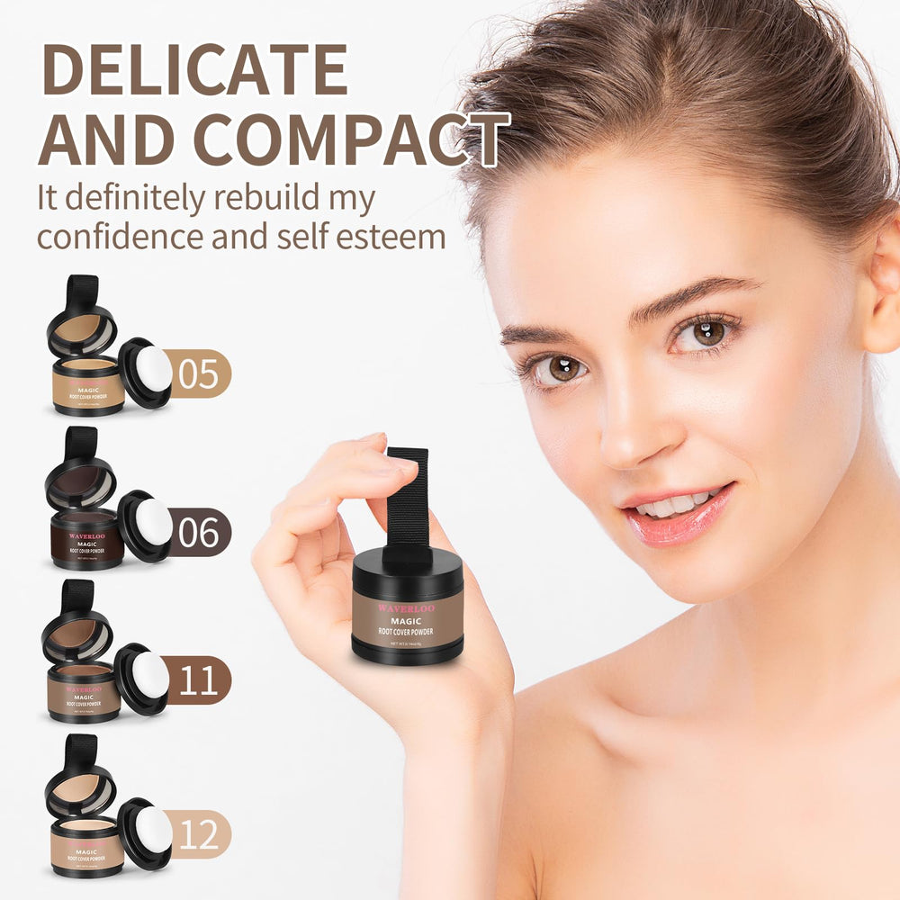 Waverloo Magic Root Cover Up compact design enables on-the-go touch-ups.