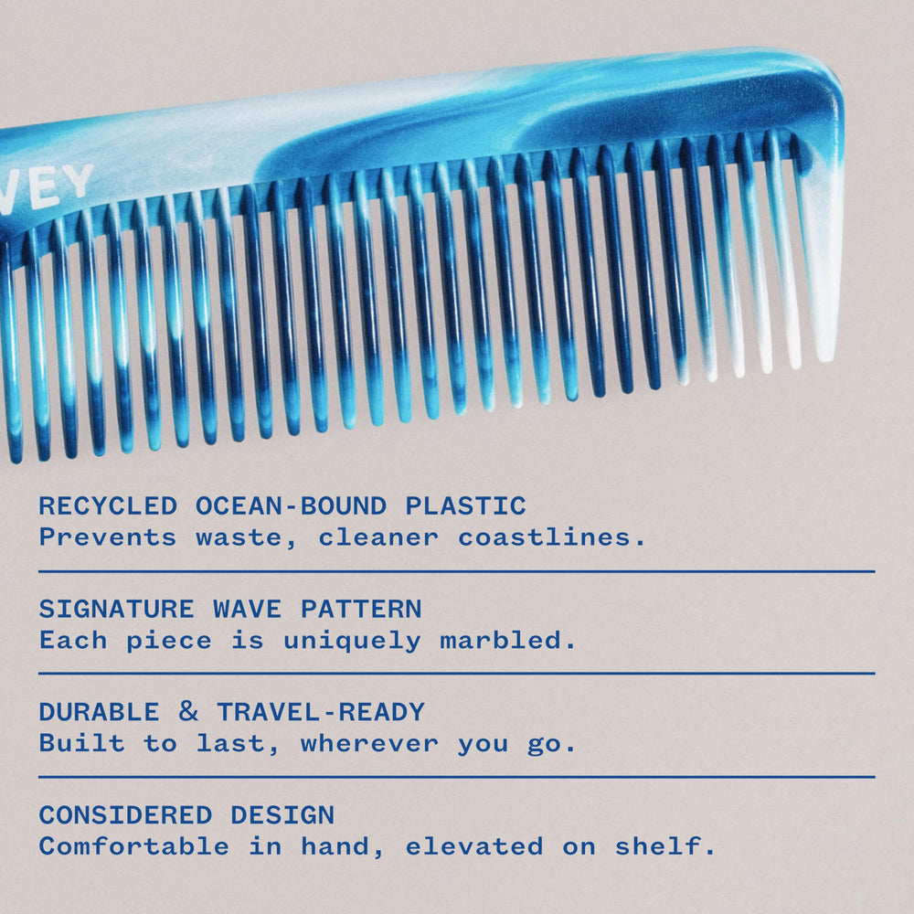 WAVEY unique color-blend recycled plastic comb with one-of-a-kind look