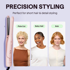 Wavytalk 0.65-inch pencil flat iron highlights detailed bangs and edges.