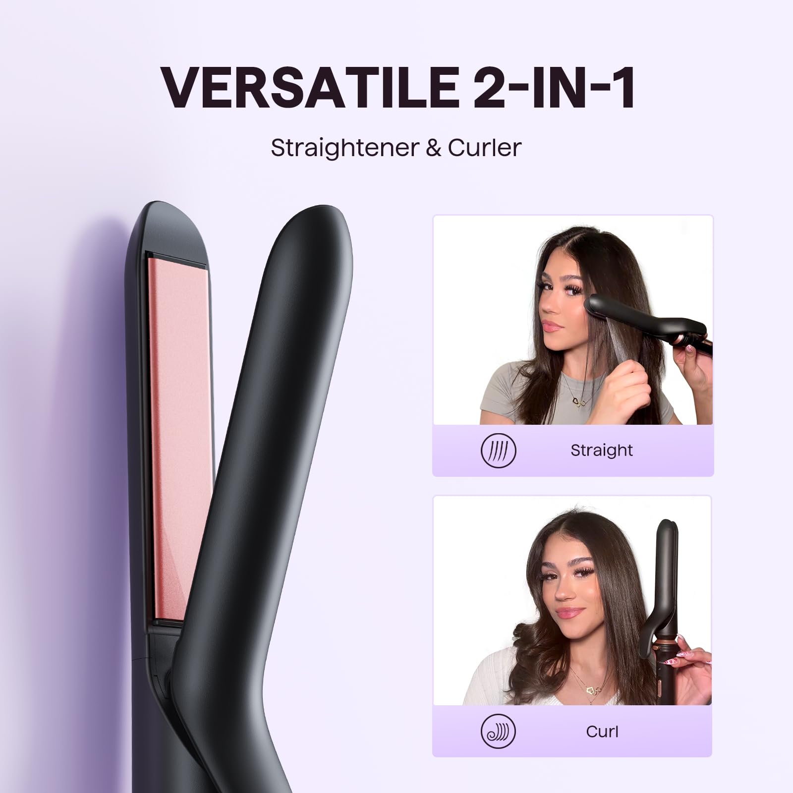 Wavytalk 1-inch flat iron with curler for sleek straight styles.