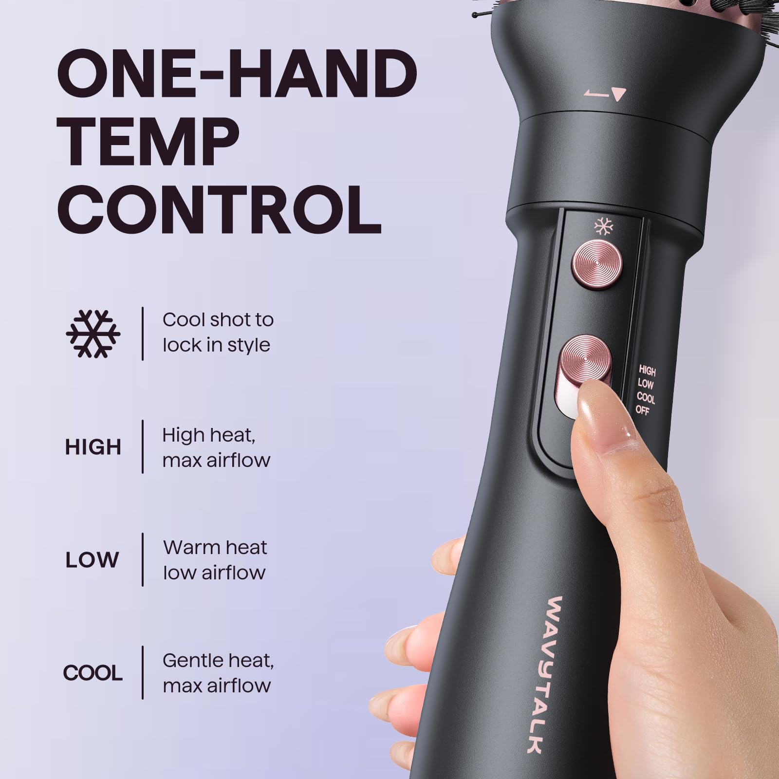 Wavytalk Air Sculpt 1050W motor powering fast drying and styling.