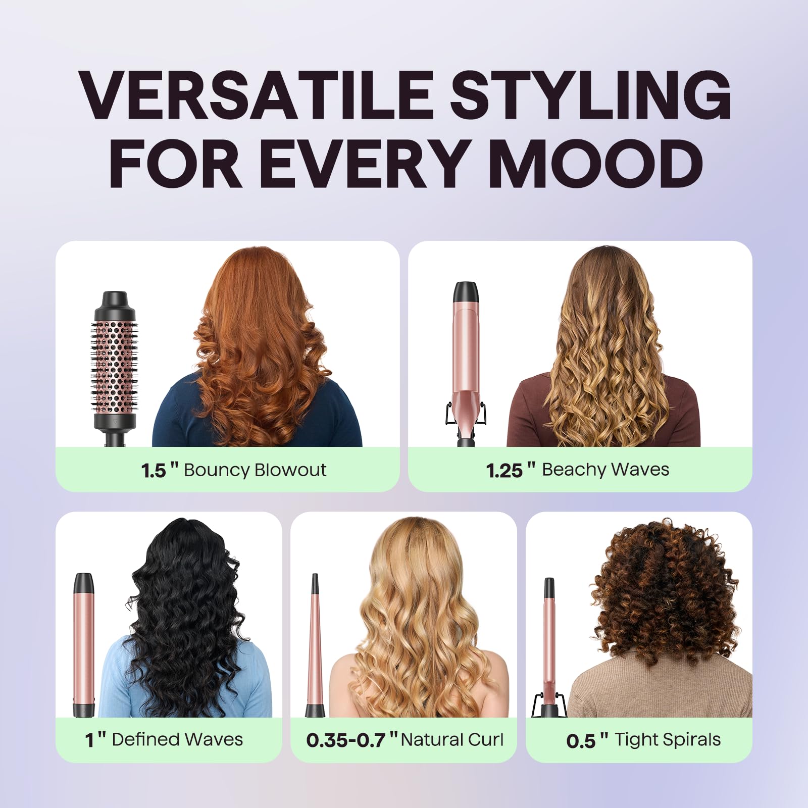Wavytalk tapered wand 0.35-0.7 inch for natural transition curls