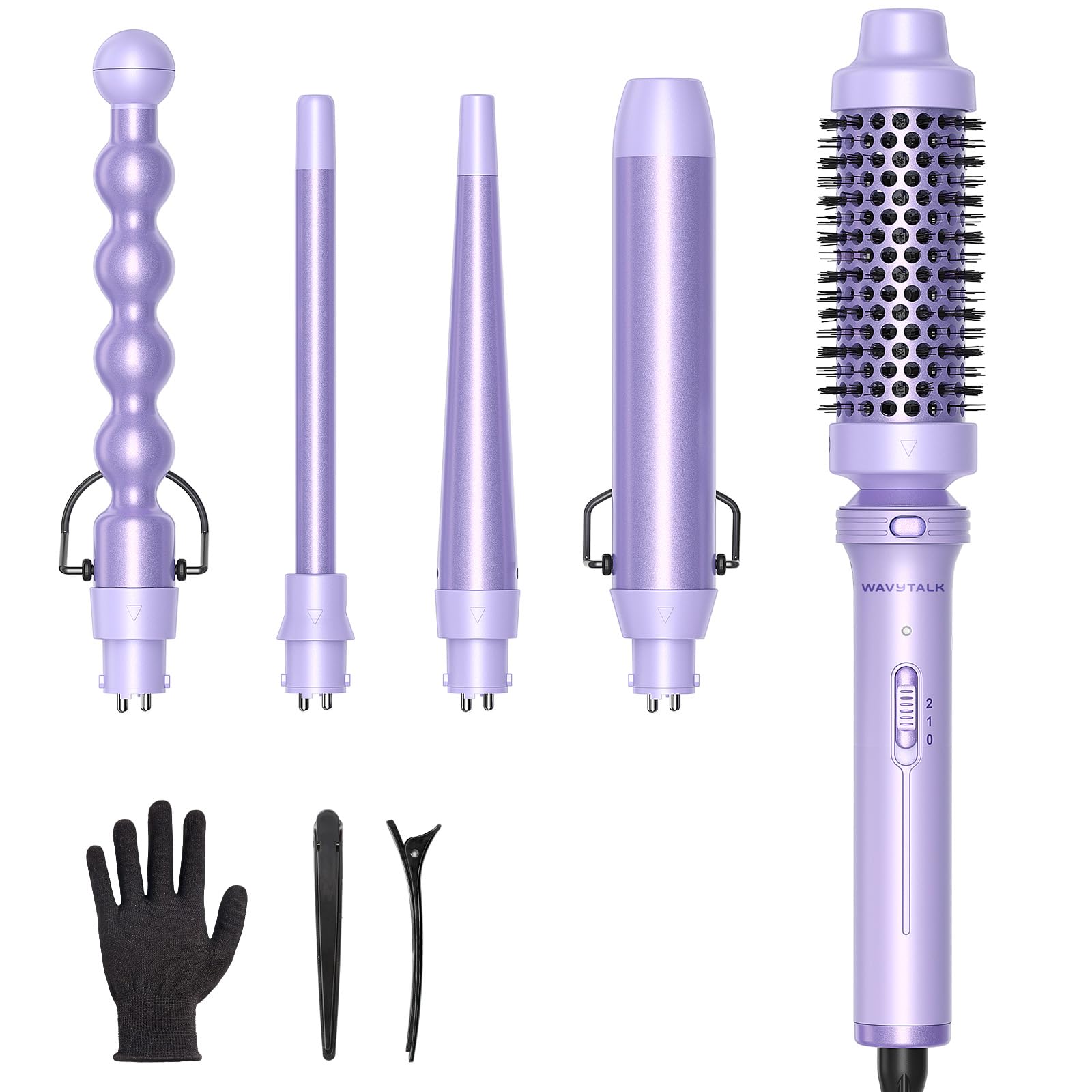 Wavytalk 5-in-1 with 1-inch bubble barrel creates defined curls and added lift.
