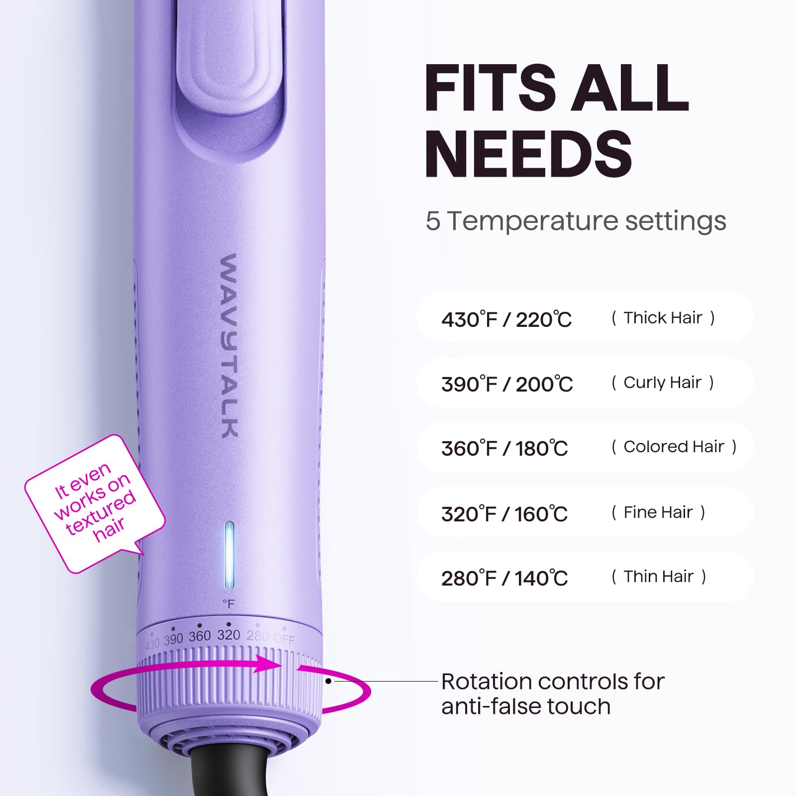 Wavytalk Airflow Styler thumb grip for comfortable control