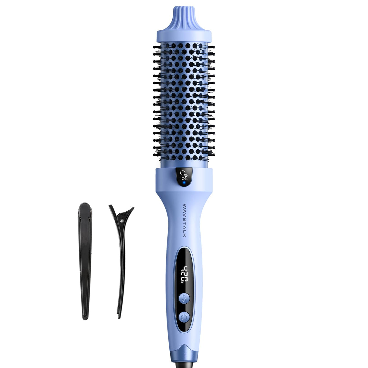Wavytalk Blowout Boost front view, blue thermal brush for smooth, voluminous styles.
