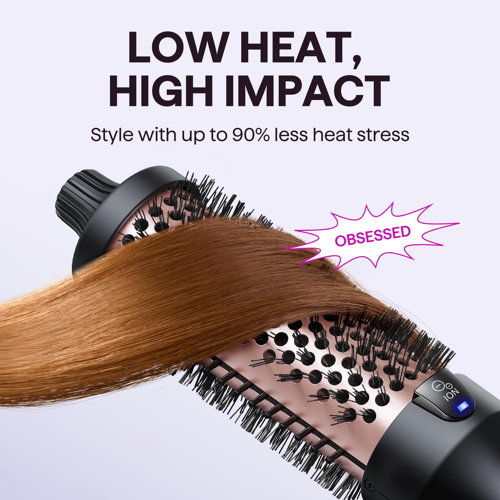 Wavytalk Blowout Boost in-use styling on damp hair for volume.