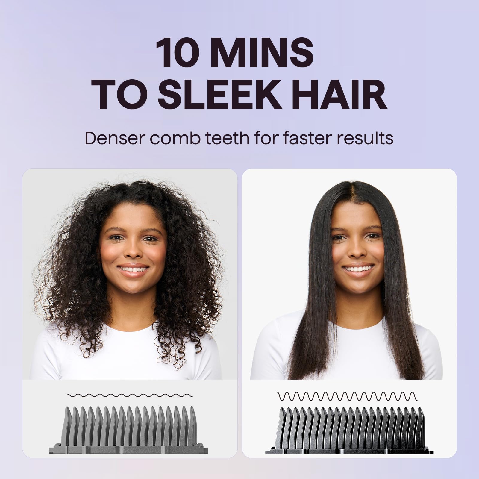 Wavytalk ceramic anti-scald straightener comb with safe design for easy styling