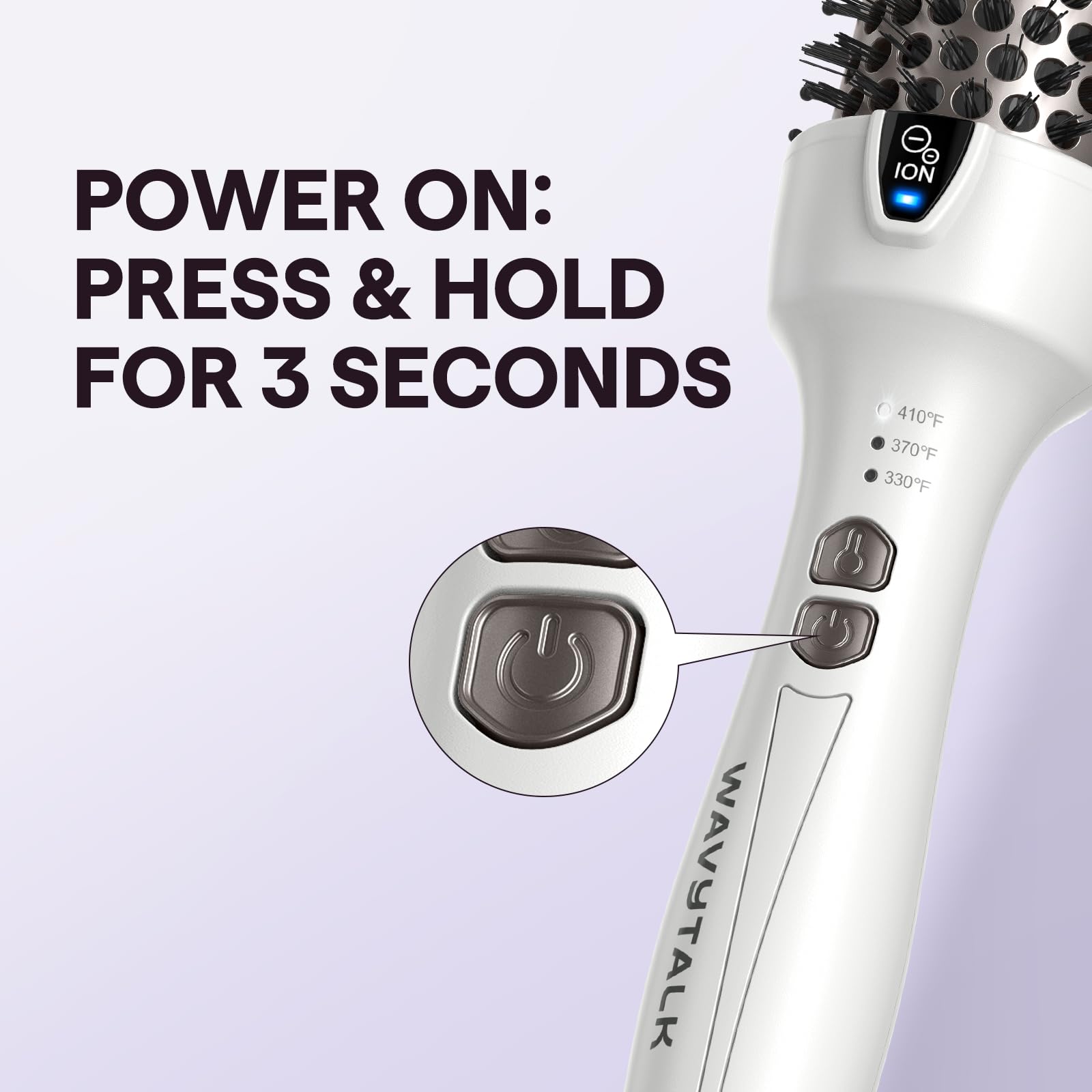 Wavytalk ergonomic handle design for comfortable styling sessions.