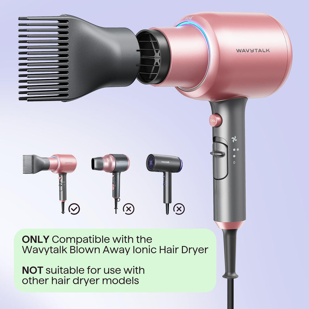Wavytalk Grey Comb Nozzle with secure snap-on design for quick, durable styling.