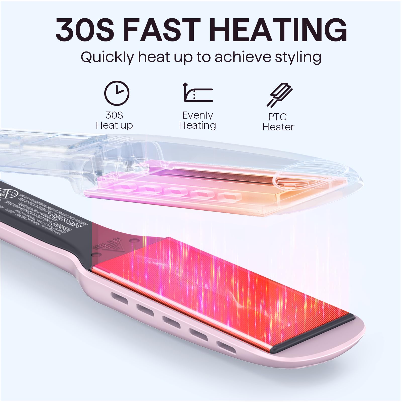Wavytalk flatiron heats in 30 seconds for quick, smooth styling results.