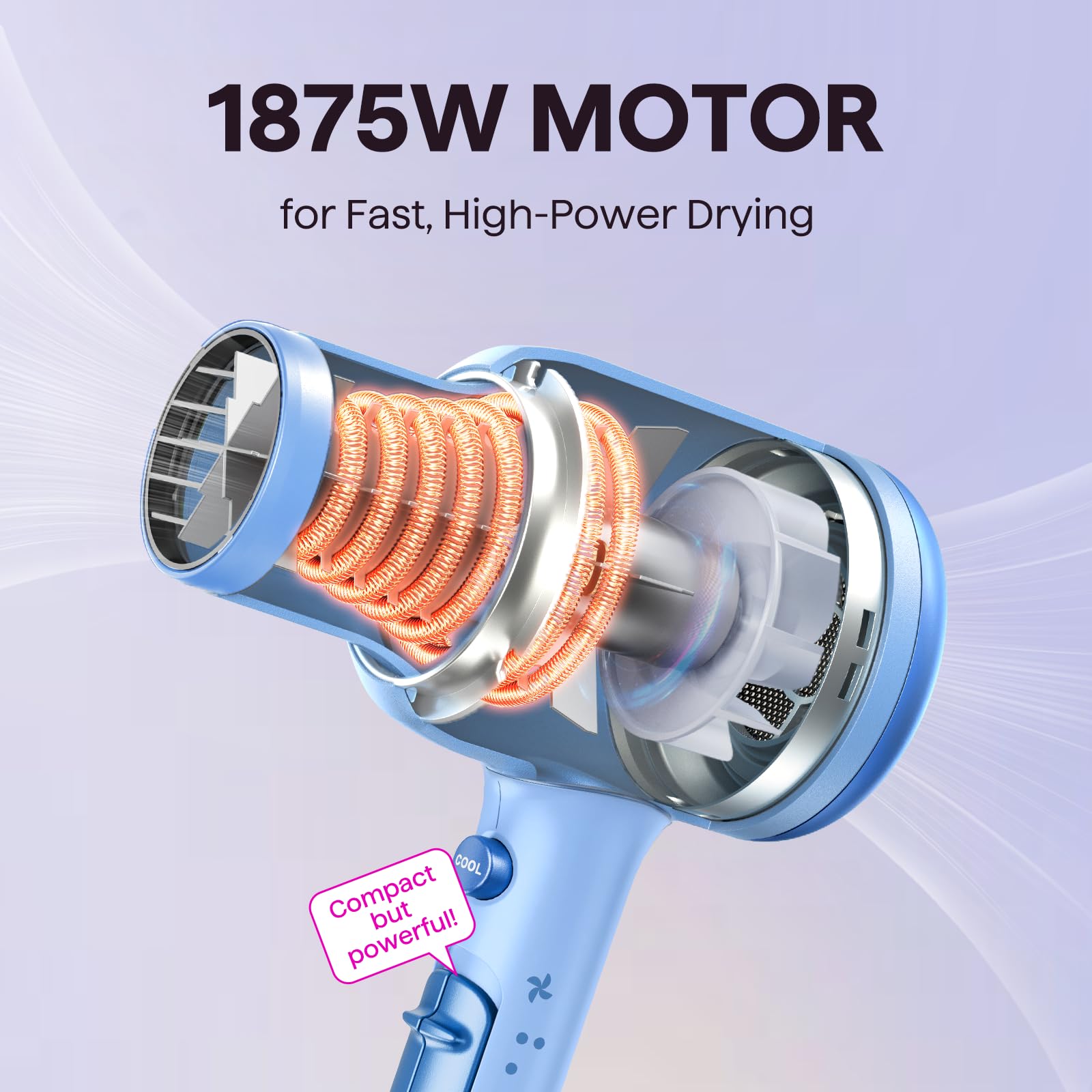 Wavytalk hair dryer concentrator nozzle for precise, targeted airflow on smooth styling.