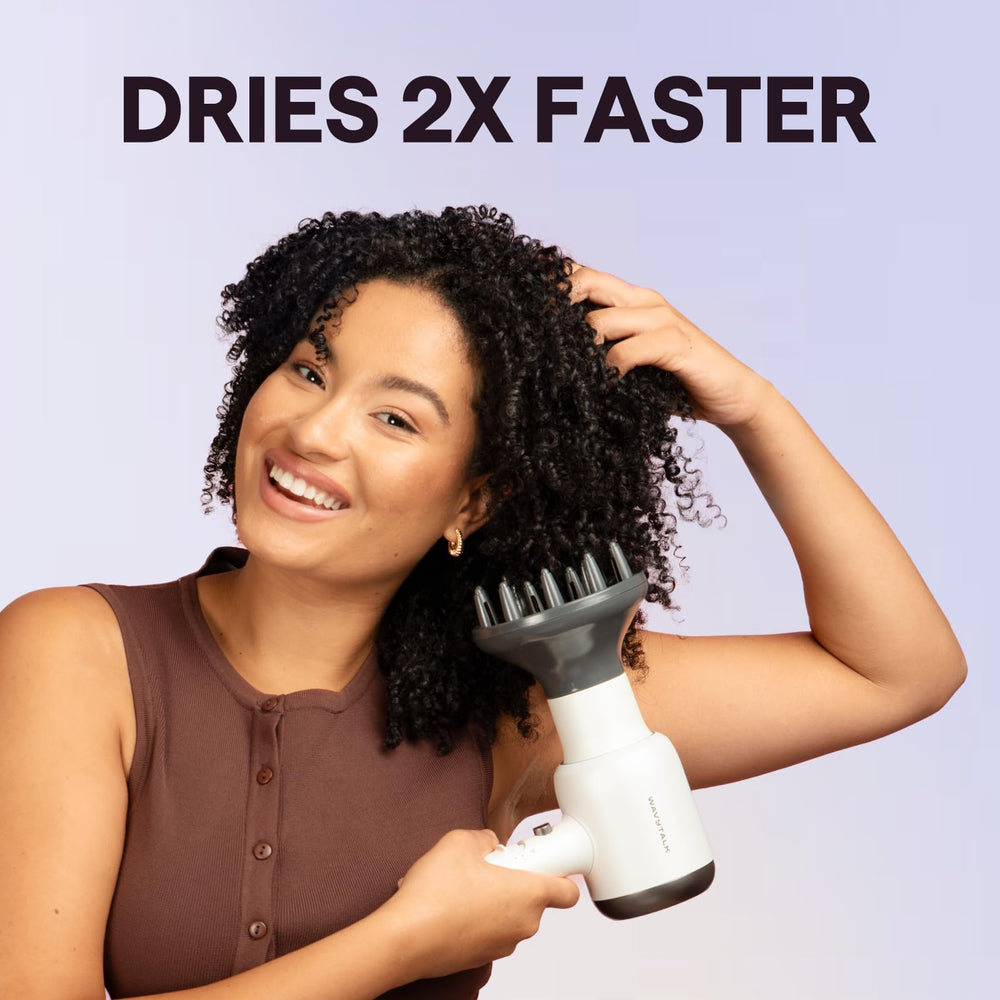 Wavytalk diffuser attached delivers defined curls with reduced frizz.