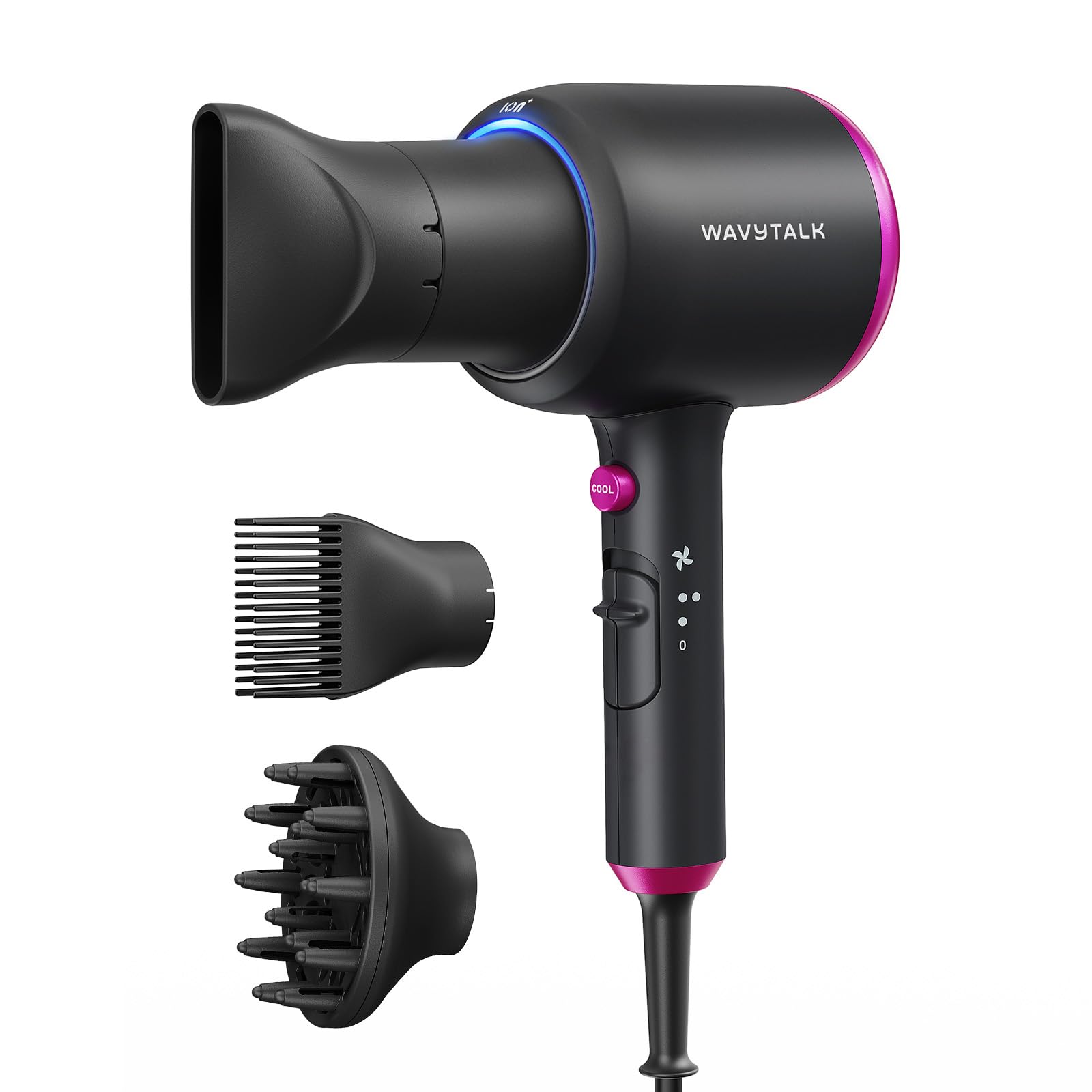 Wavytalk hair dryer diffuser attachment reduces frizz and boosts curl definition.