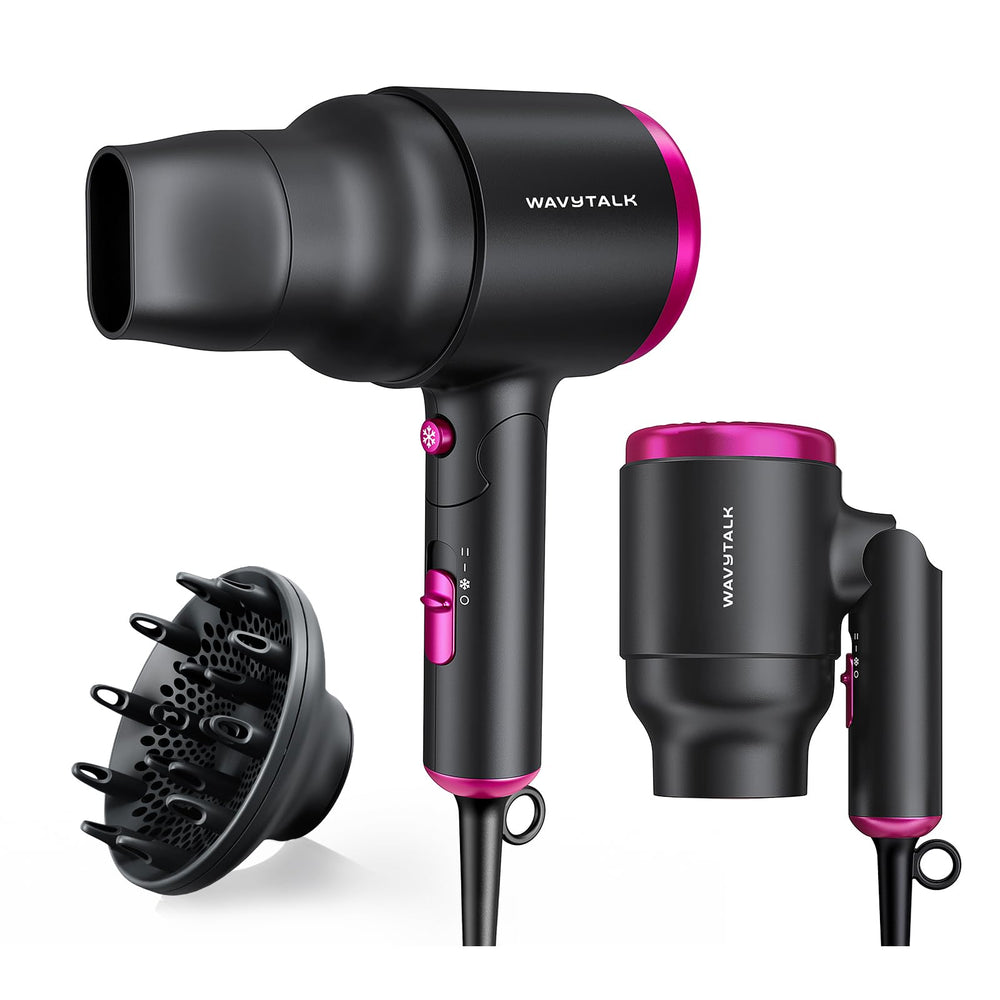 Wavytalk hair dryer foldable design for travel and compact storage.