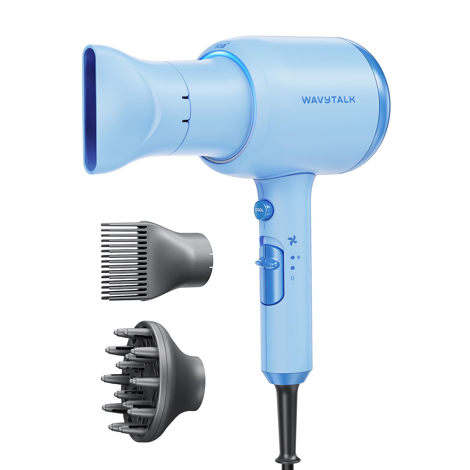 Wavytalk hair dryer with ionic 1875W motor for fast drying and smooth finish.