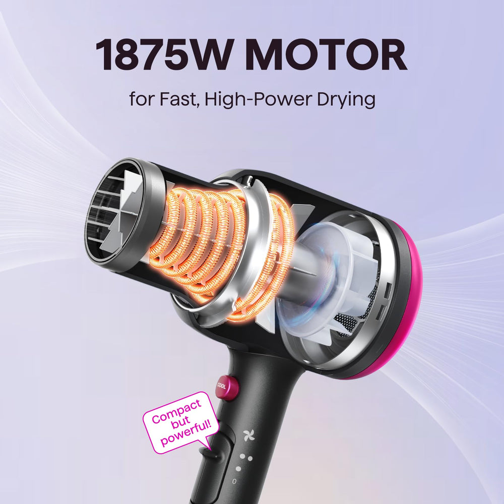 Wavytalk concentrated nozzle channels airflow for precise styling and heat control.