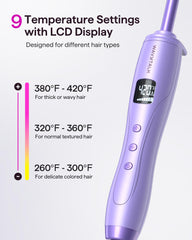 Wavytalk curling iron LCD display enables easy temperature control during styling.