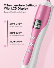 Wavytalk LCD display enables precise temperature control during styling.