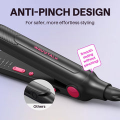 Wavytalk anti-pinch design helps protect fingers during precise styling.