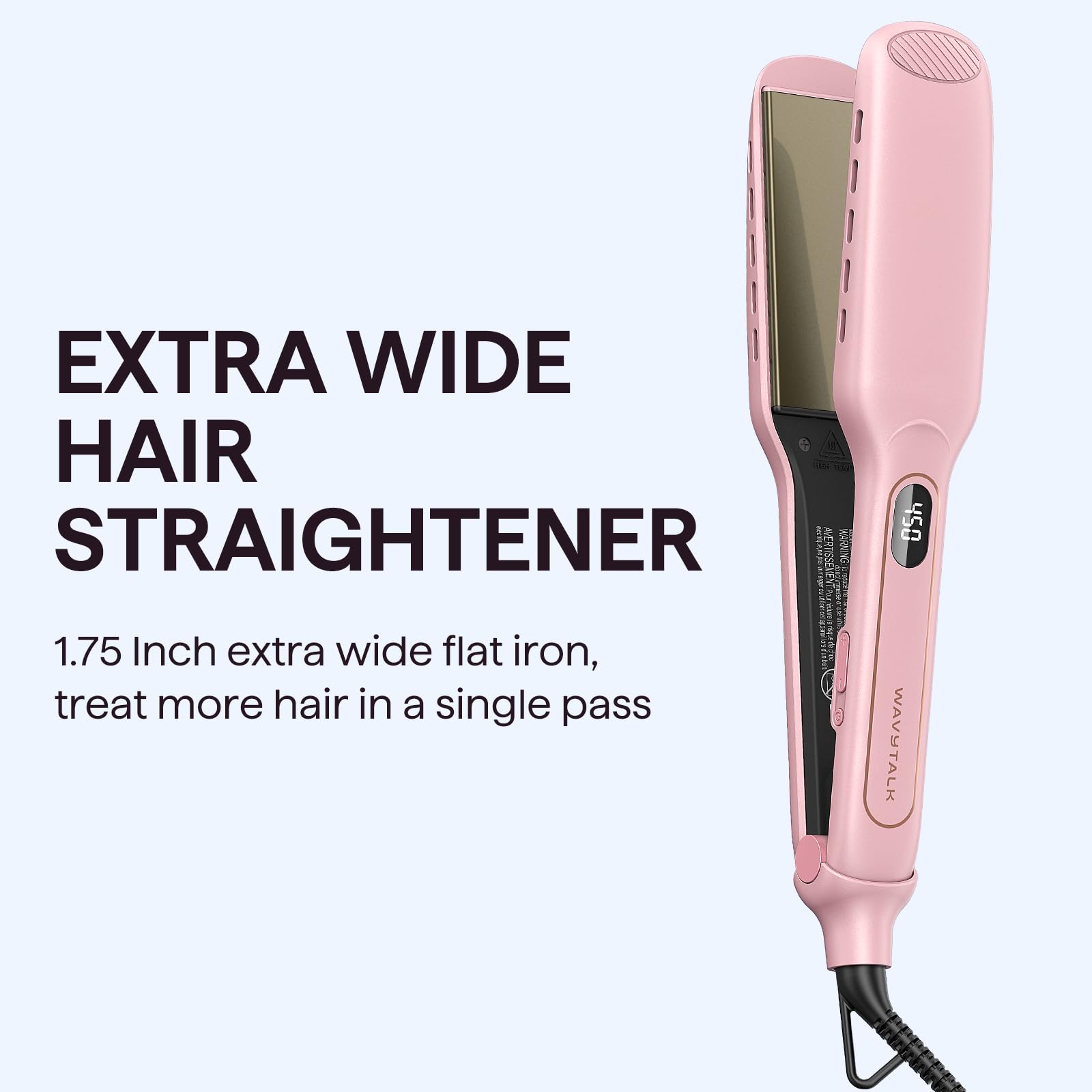 Wavytalk flatiron with nine temperature settings for customized heat.
