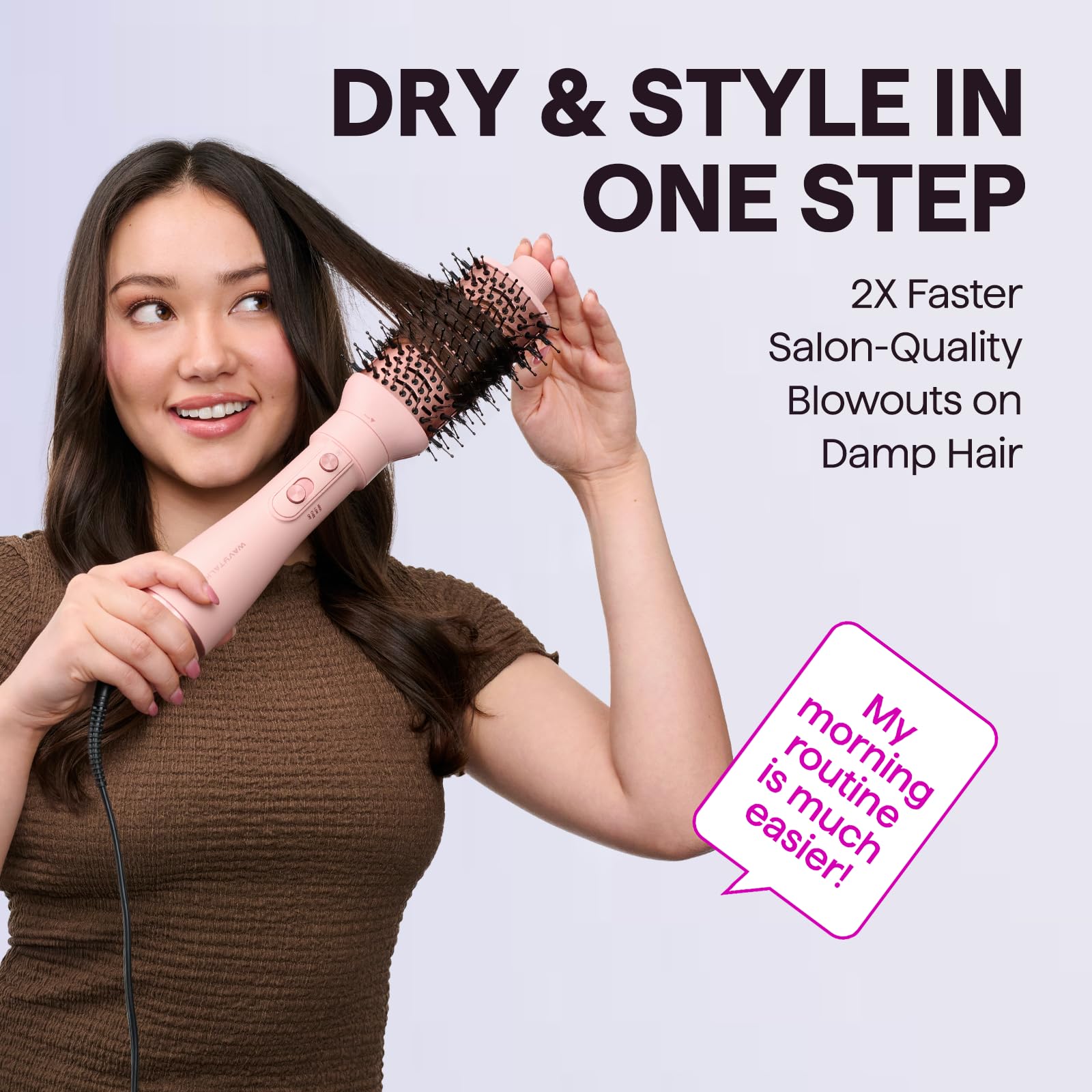 Wavytalk oval brush (2-4 inch) adds lift and body to hair.