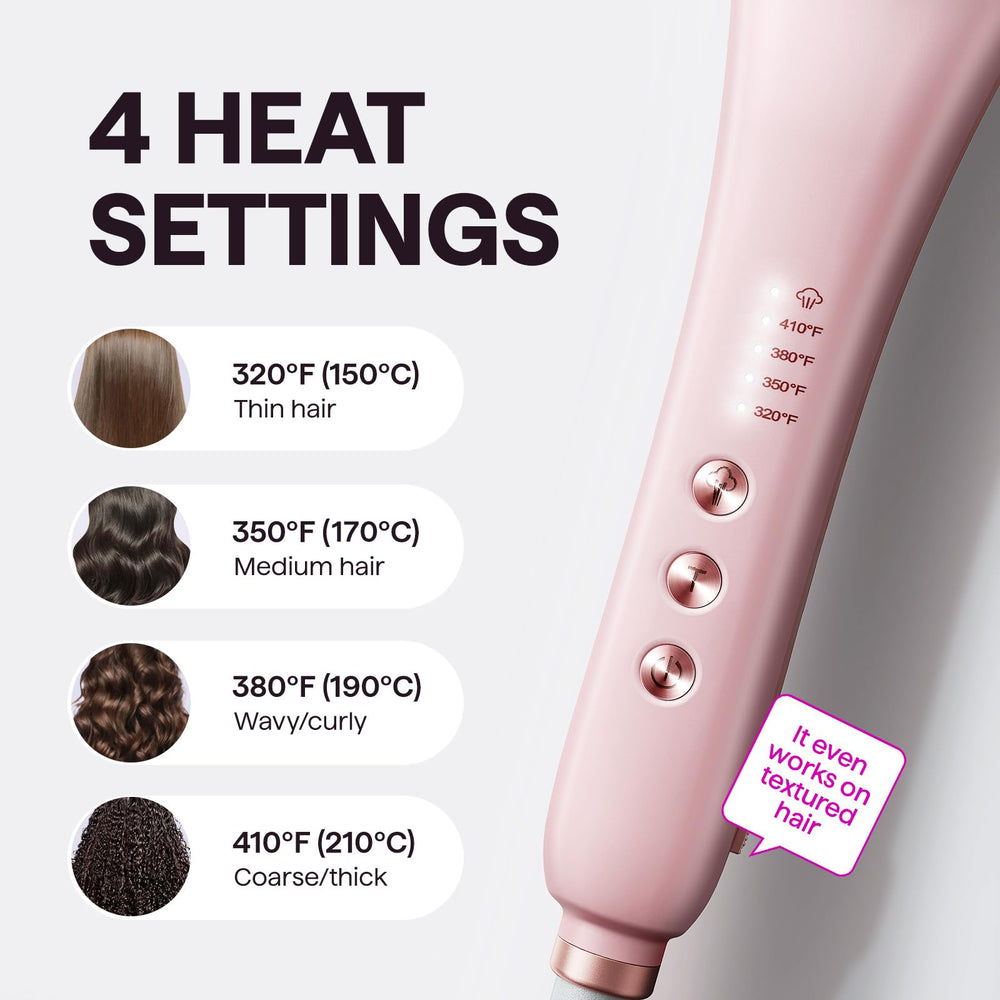 Wavytalk Pro Steam Hair Straightener Brush four temperature settings; tailored heat for different textures.